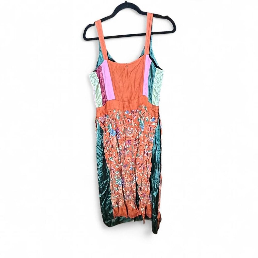 Nataya Floral Embroidered Silk Tassel Dress Large - Picture 2 of 8